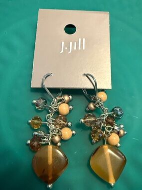 J. Jill Brown and Gold Stones Cluster Drop Earrings
